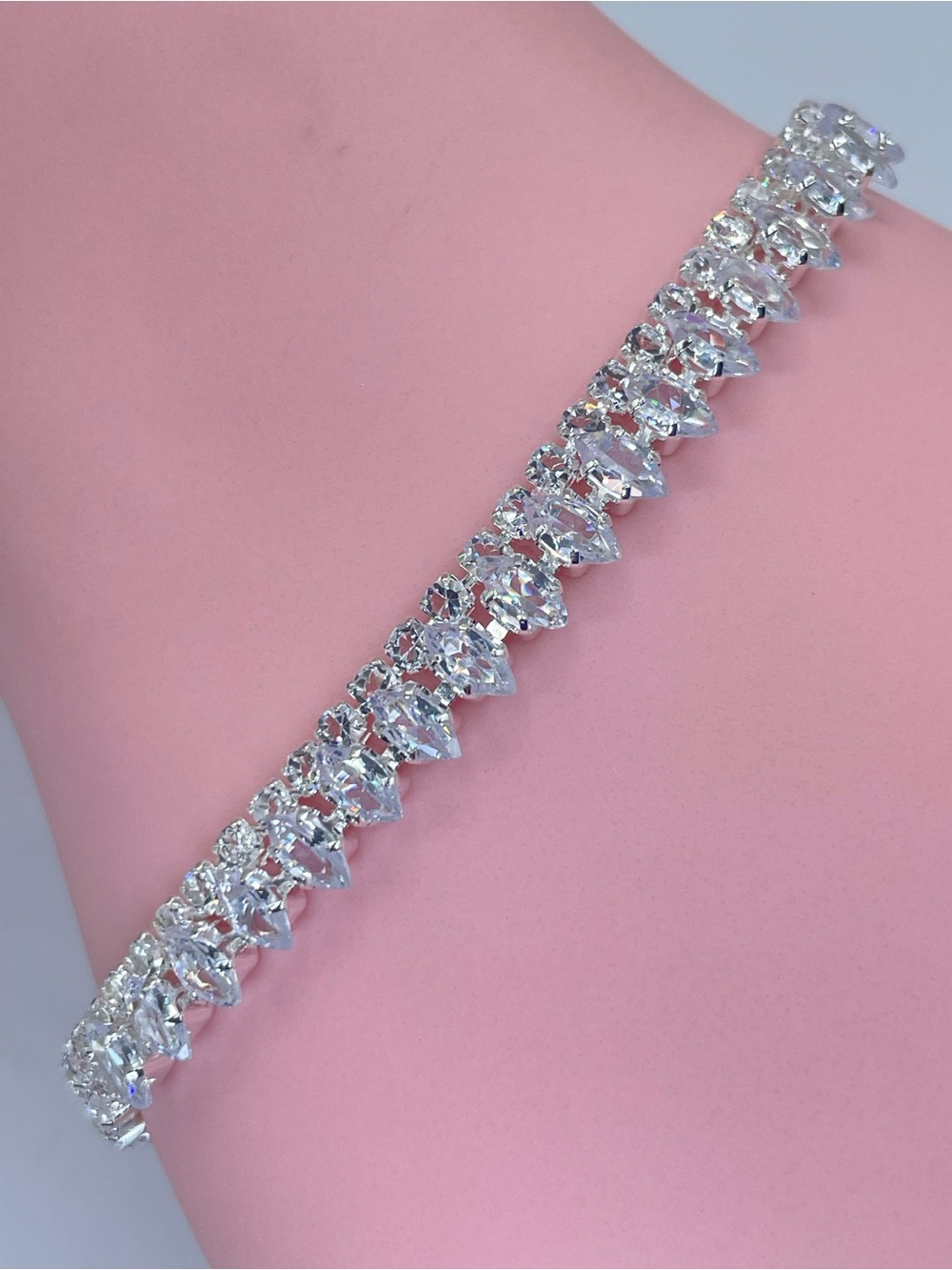 Swarovski Crystal Elements White Crystal Marquise Cut Tennis Bracelet Bridal